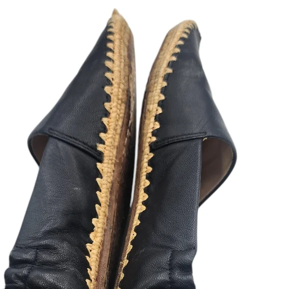 Tory Burch Women's Black Top Leather‎ Espadrille Size 8 (FLAWED) - Picture 2 of 7